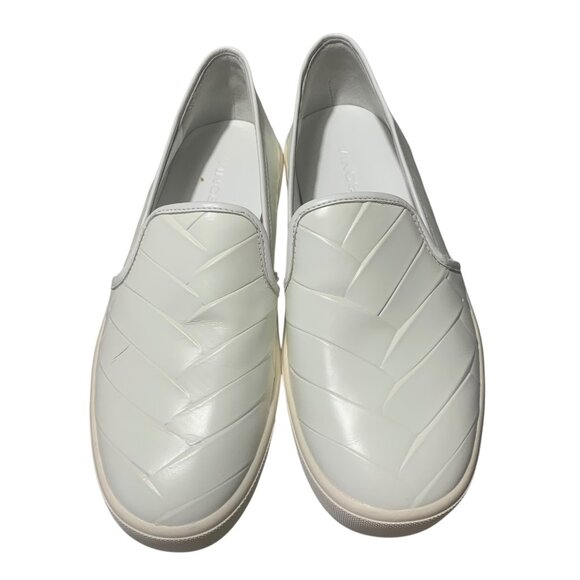 VINCE. Solid White Leather Basket Weave Blair Slip-On Women's Sneakers Size 6.5M - Picture 2 of 9